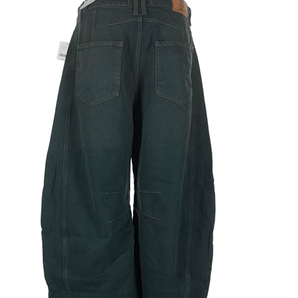 NWT Rare Size Free People We The Free Good Luck Barrel Jeans Luke Green 31S Boho - Picture 5 of 16